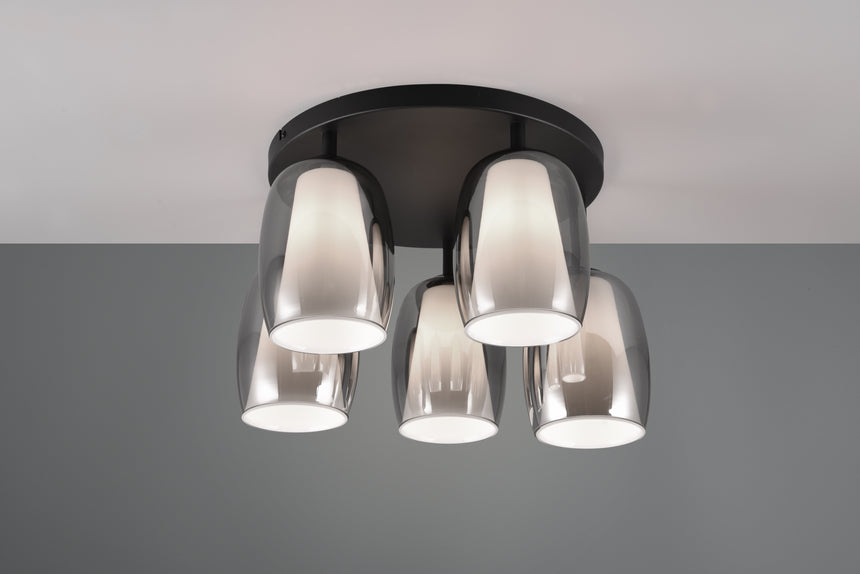 Plafón de techo Trio Barret LED negro mate 3000K Ø48cm 617500554