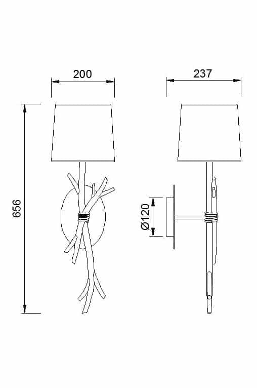Plano de medidas - Mantra Sabina Lámpara de pared aplique imitación madera 6180