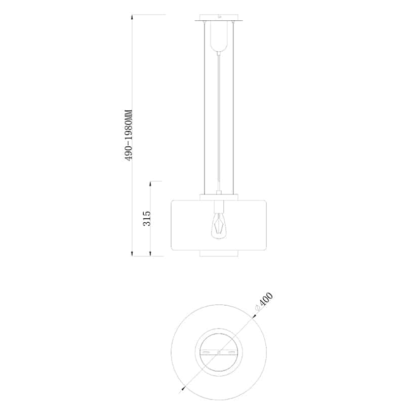 Plano de medidas - Mantra Jarras Lámpara de techo colgante bronce Ø40cm 6192