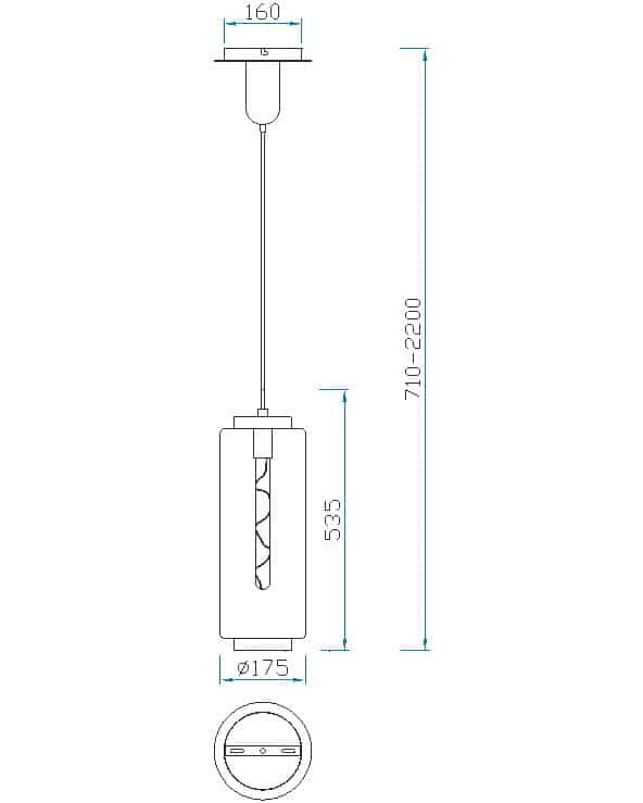 Plano de medidas - Mantra Jarras Lámpara de techo colgante cobre Ø17cm 6196