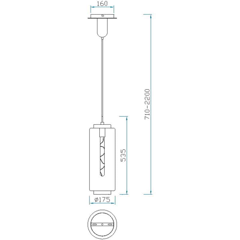 Plano de medidas - Mantra Jarras Lámpara de techo colgante bronce Ø17cm 6198