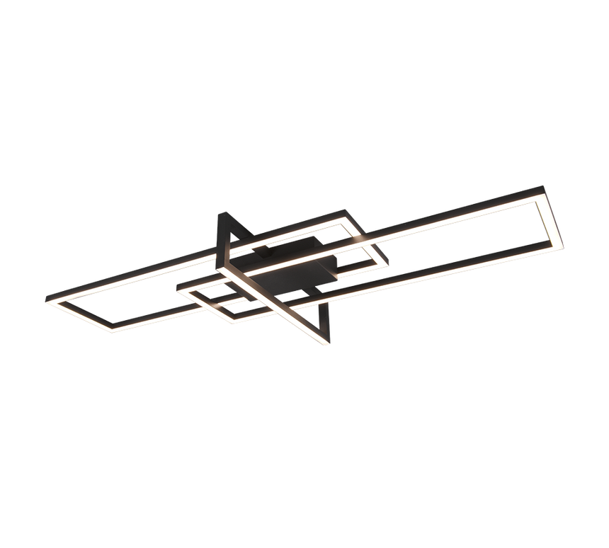 Plafón de techo Trio Salinas grande LED negro mate 3000K regulable 100cm 6