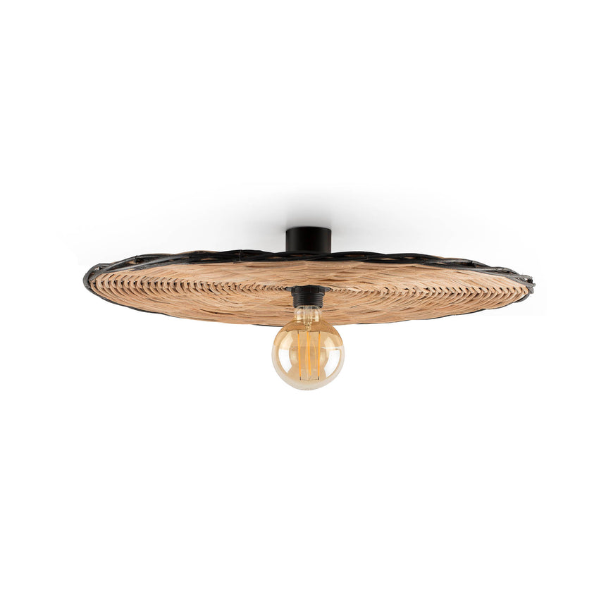 Faro COSTAS 600 H70 Lámpara aplique/plafón negra/ratán 62173-69