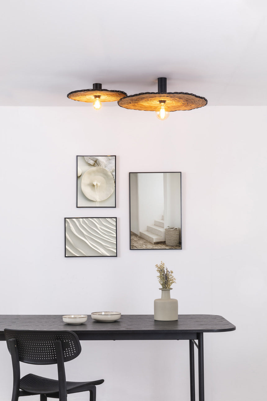 Faro COSTAS 400 H70 Lámpara aplique/plafón negra/ratán 62173-78