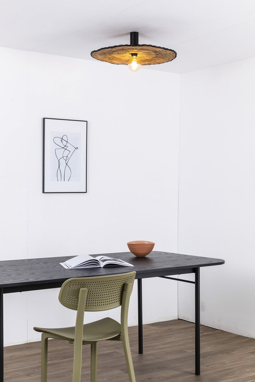 Faro COSTAS 600 H140 Lámpara aplique/plafón negra/ratán 62174-69