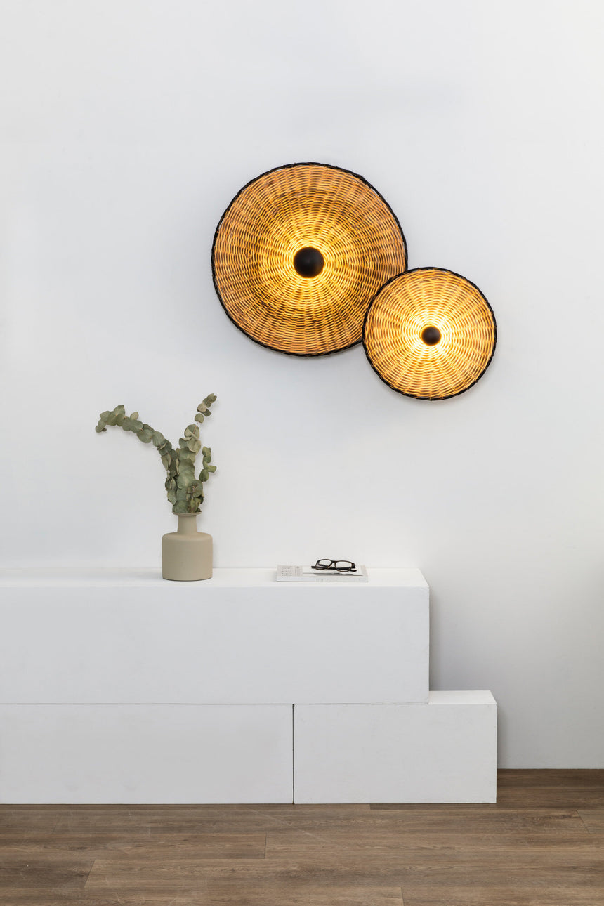 Faro COSTAS 400 H140 Lámpara aplique/plafón negra/ratán 62174-78