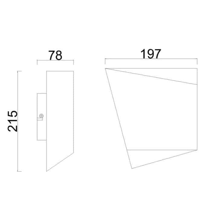 Plano de medidas - Mantra Asimetric Lámpara de pared aplique blanco 6220