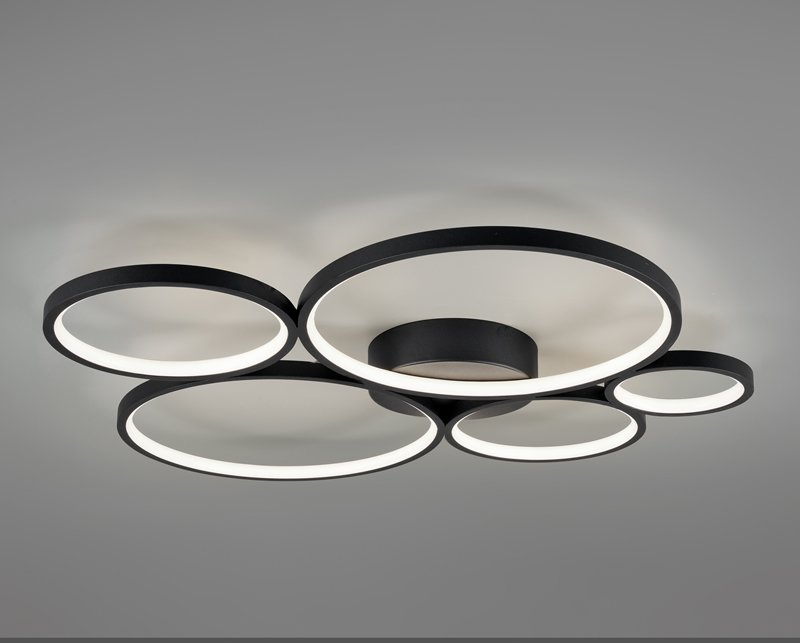 Trio Rondo Plafón LED regulable metal negro 622610532
