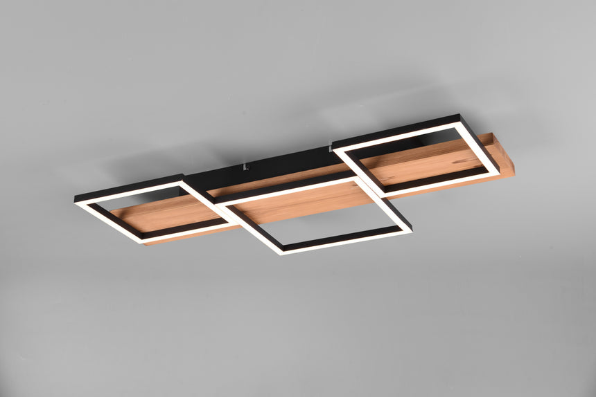 Plafón de techo Trio Harper LED negro mate 3000K regulable 65cm 622910332
