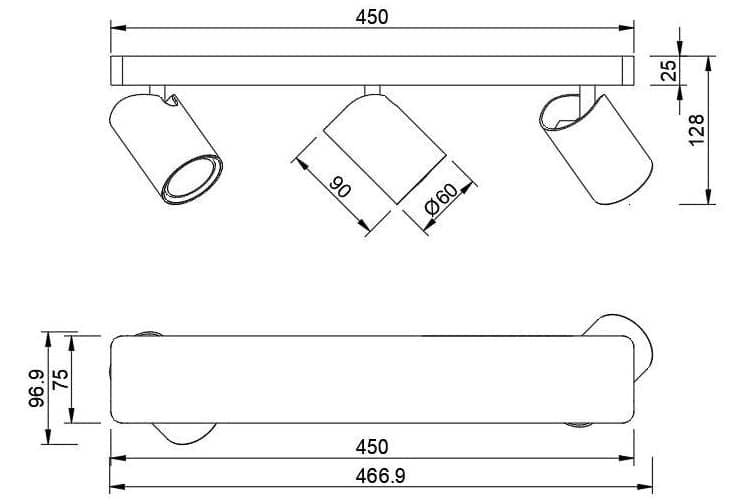 Plano de medidas - Mantra Sal Lámpara blanco mate 6281