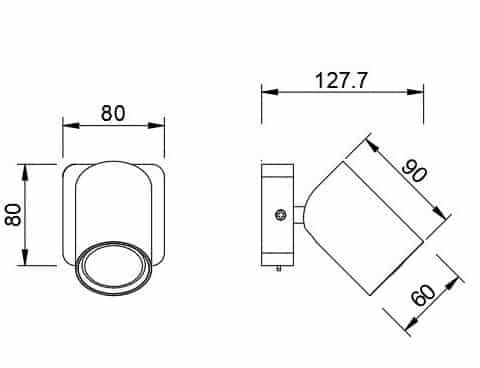 Plano de medidas - Mantra Sal Lámpara de pared aplique blanco mate 6284