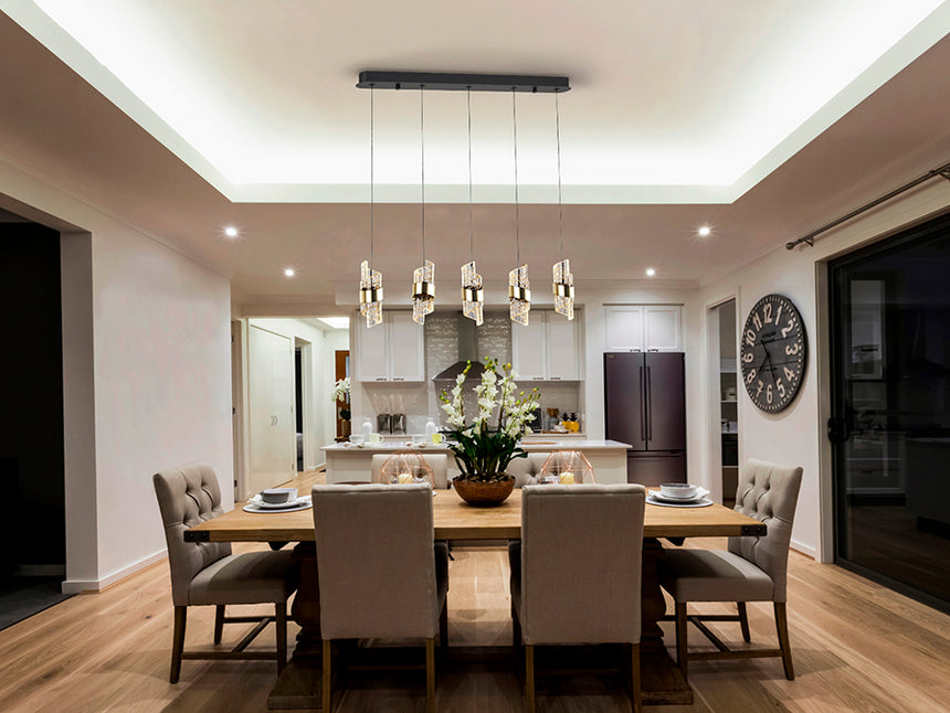 Lámpara de techo colgante Schuller Iliada 5 luces negro y oro 3000K 631486 - imagen 3