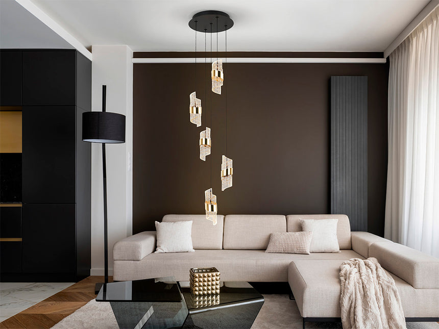 Schuller Iliada Pendant Ceiling Lamp 5 Lights Black Gold D30 631509