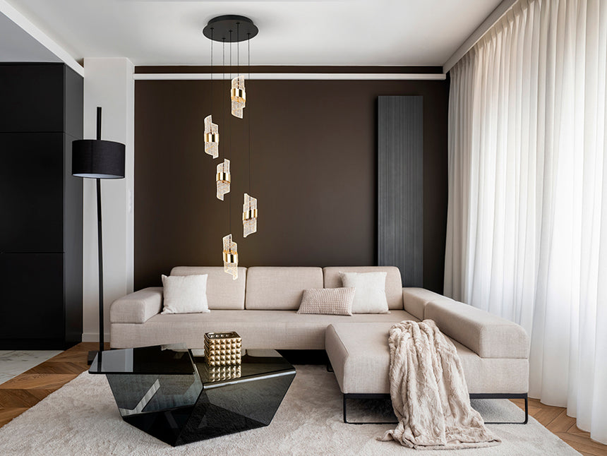 Schuller Iliada Pendant Ceiling Lamp 5 Lights Black Gold D30 631509