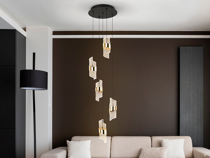 Schuller Iliada Pendant Ceiling Lamp 5 Lights Black Gold D30 631509