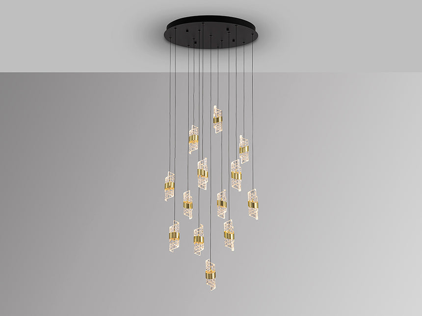 Lámpara de techo colgante Schuller Iliada grande 13 luces negro y oro 3000K Ø70cm 631730 - imagen 5