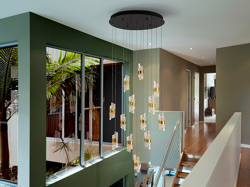 Schuller Iliada Large Pendant Ceiling Light 13 Lights Black Gold D70 631730