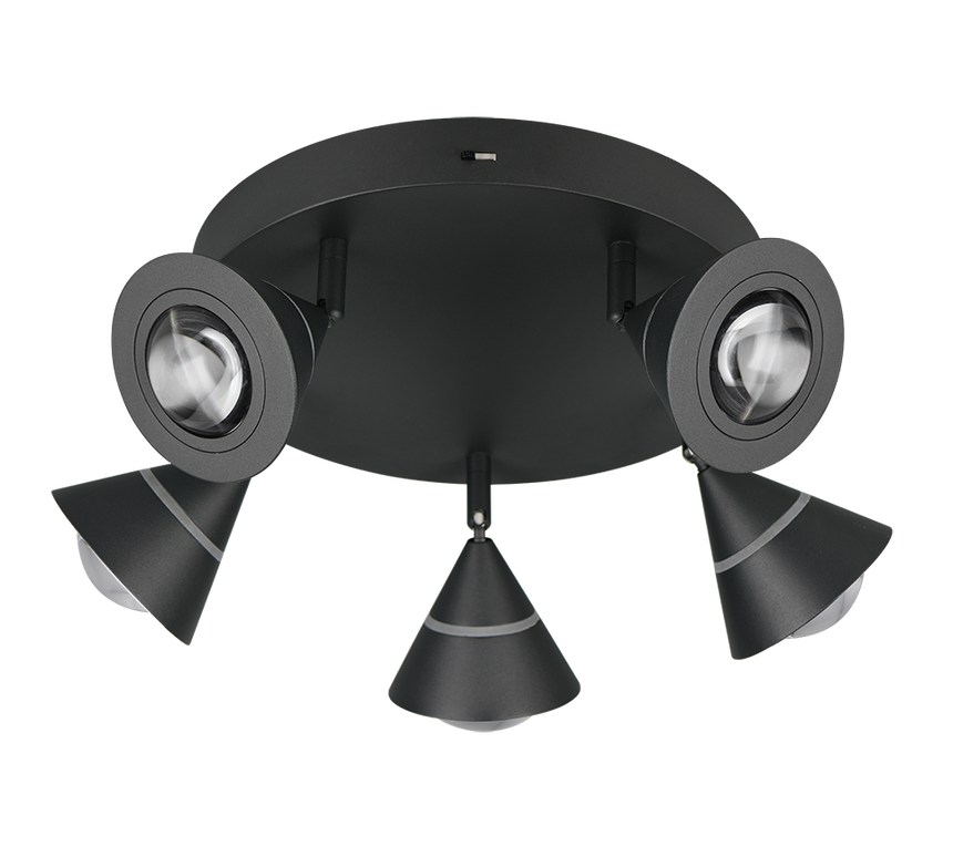 Plafón de techo Trio Romeo LED negro mate Ø28cm 637010532