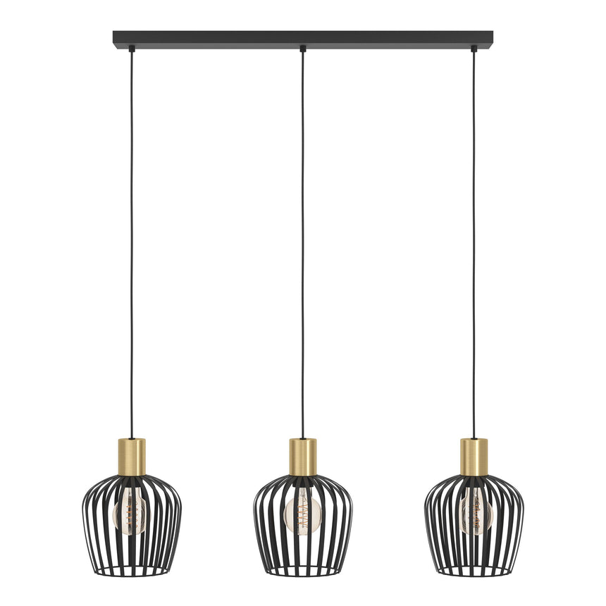 Lámpara de techo colgante EGLO Empoli negro y oro y negro E27 901037