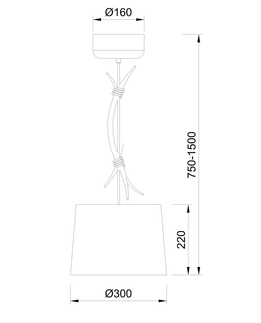 Plano de medidas - Mantra Sabina Lámpara de techo colgante imitación madera Ø30cm 6410