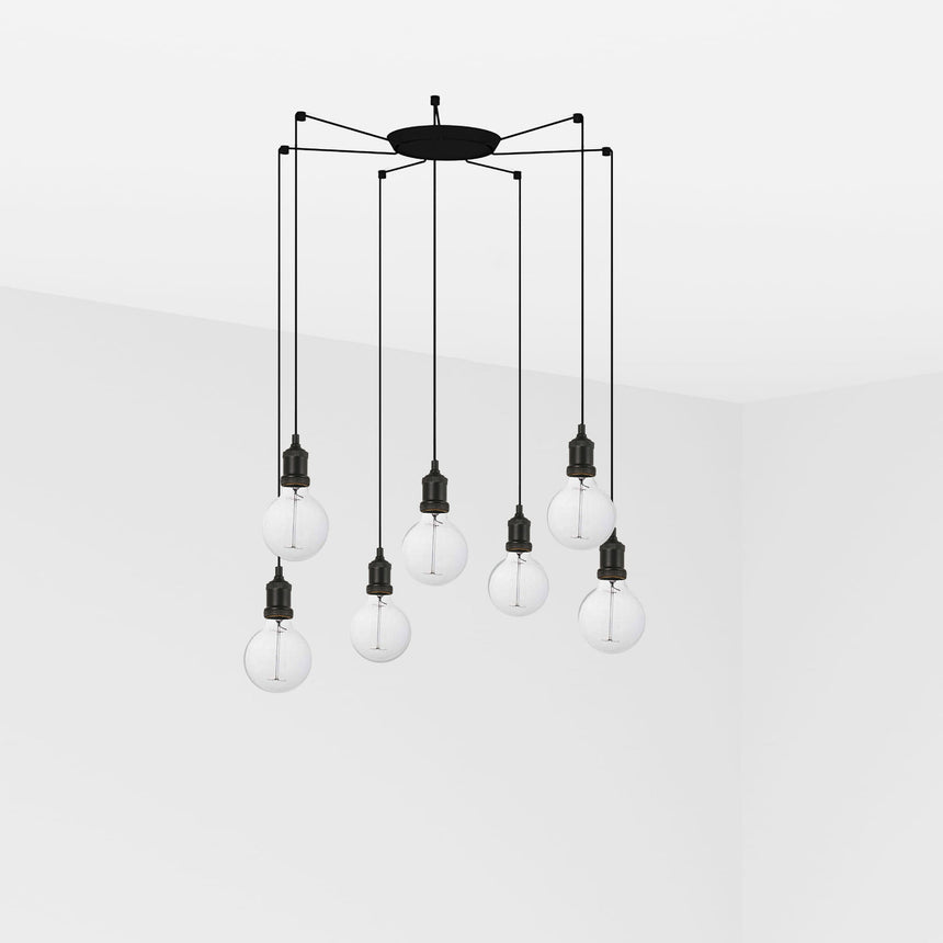 Faro ART 7-light black pendant lamp 64135-7L