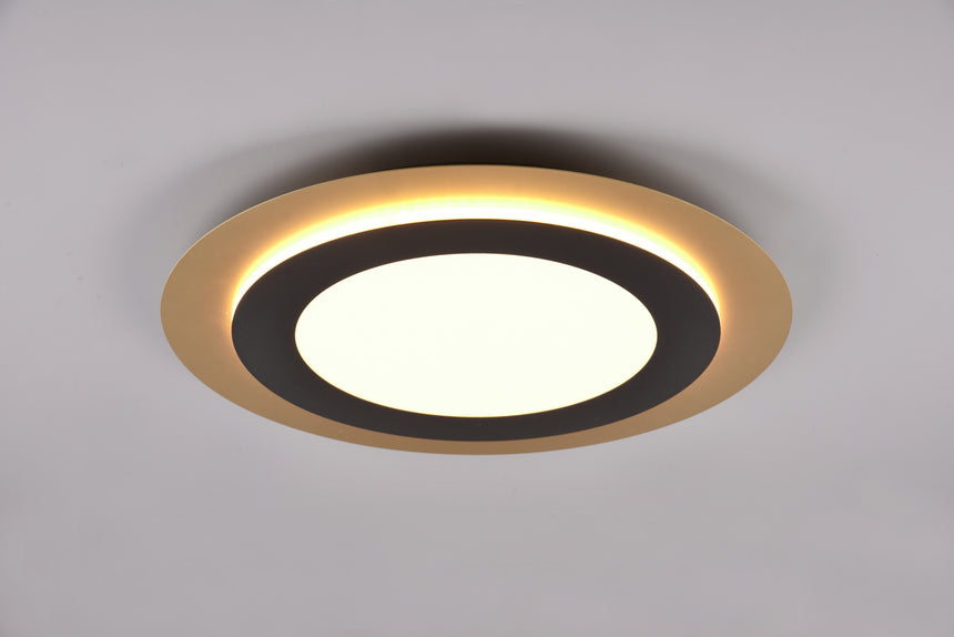 Plafón de techo Trio Morgan LED negro y dorado CCT Ø45cm 641519280