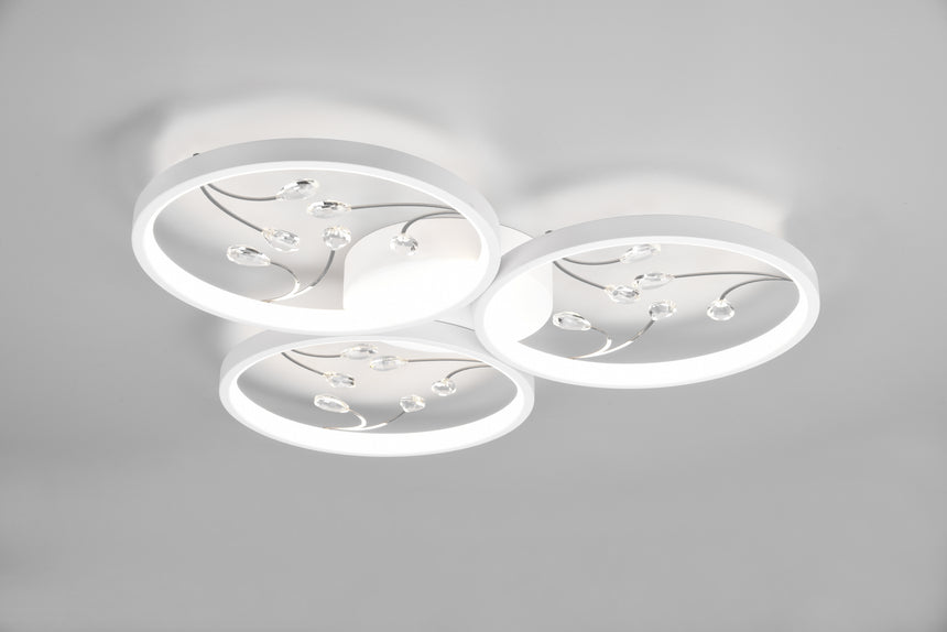 Plafón de techo Trio Groovy LED blanco mate 4000K Ø62cm 642110331
