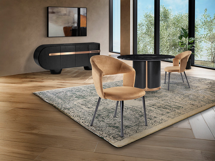 Silla Schuller Willy negro y símil ante camel 59x83cm 642248