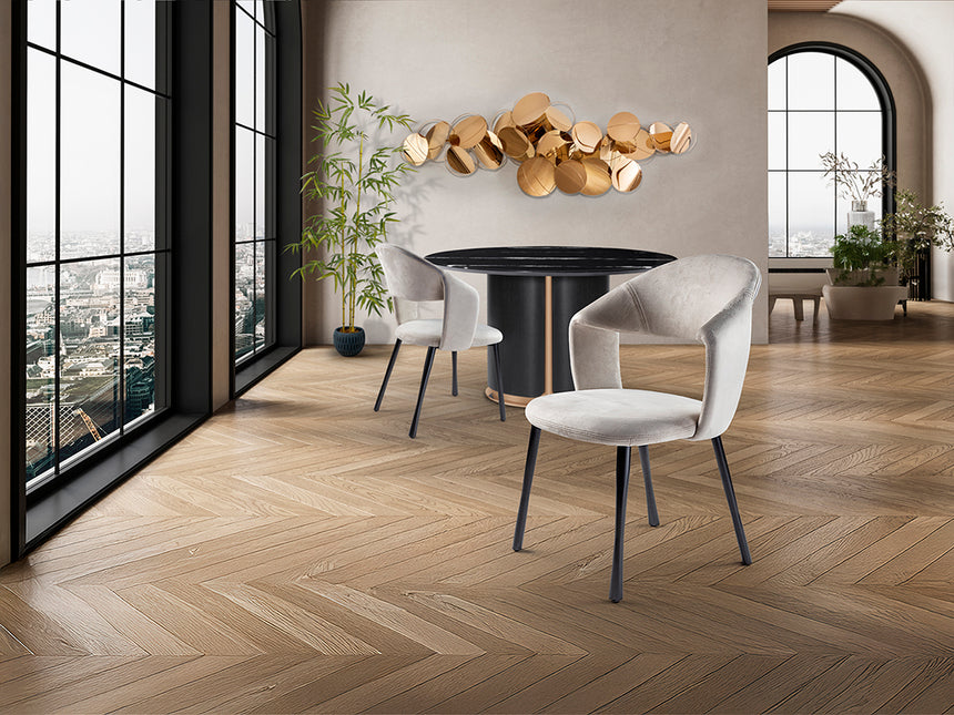 Silla Schuller Willy negro y símil ante piedra 59x83cm 642255