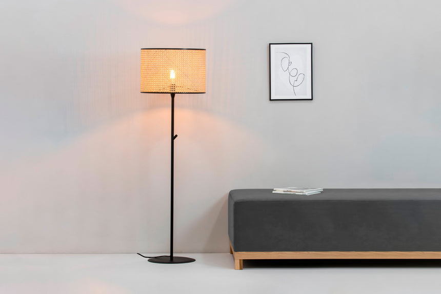 Faro MAMBO Lámpara de pie negra/ratán 64313-49