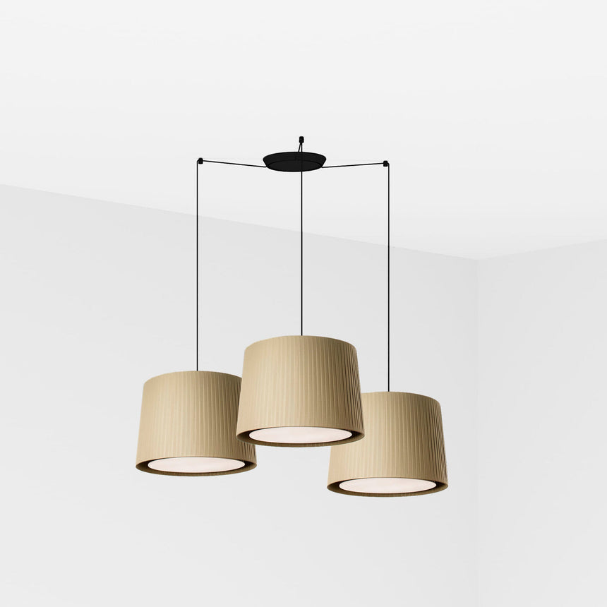 Lámpara de techo colgante Faro Samba grande 3 luces E27 negro y verde — ref. 64314-46-3L (1)