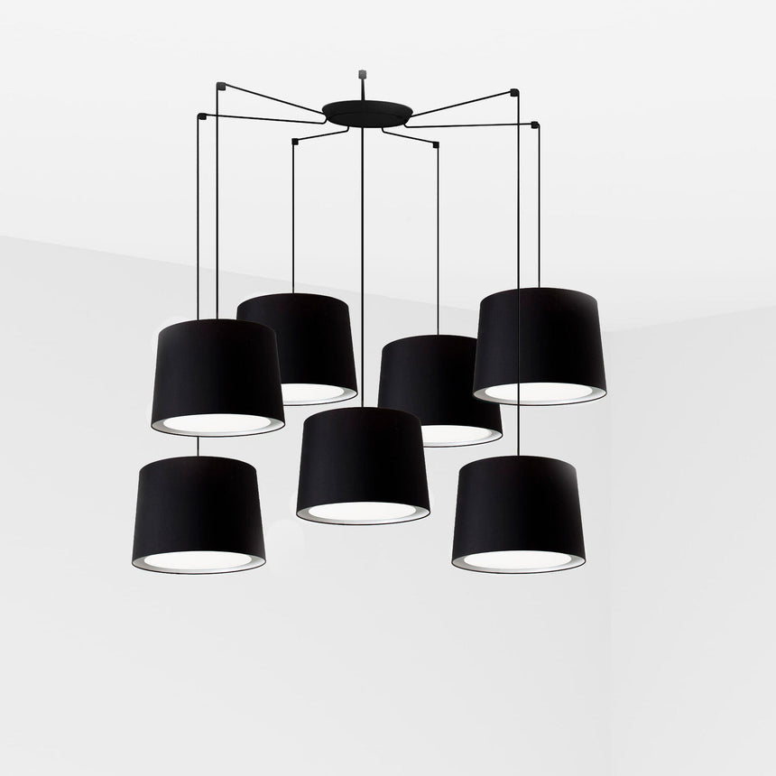 Lámpara de techo colgante Faro Conga grande 7 luces E27 negro — ref. 64314-56-7L (1)