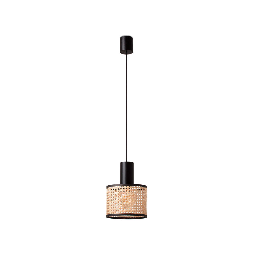 Faro MAMBO 210 Lámpara colgante simple negra/ratán 64315-47