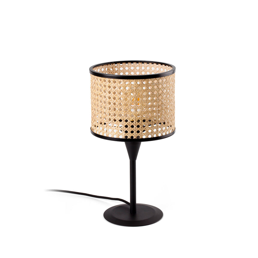 Faro MAMBO S Black/rattan table lamp 64317-47