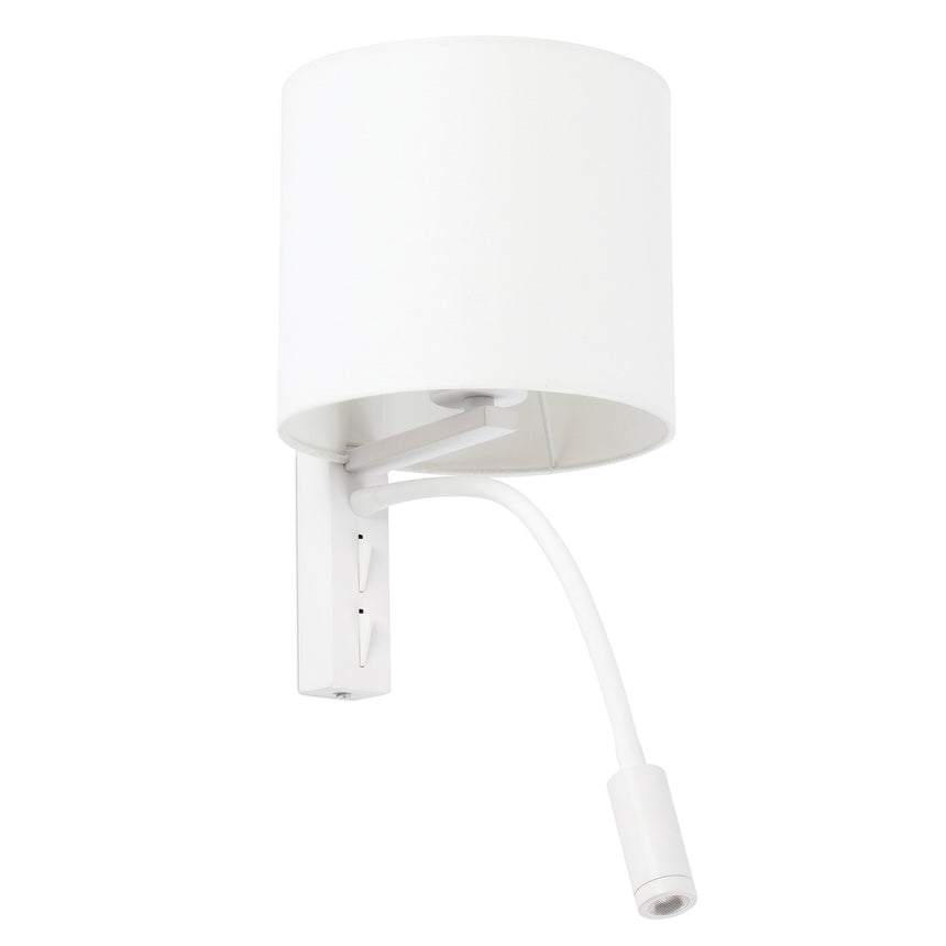 Faro TIRA White wall lamp with LED reader 64322