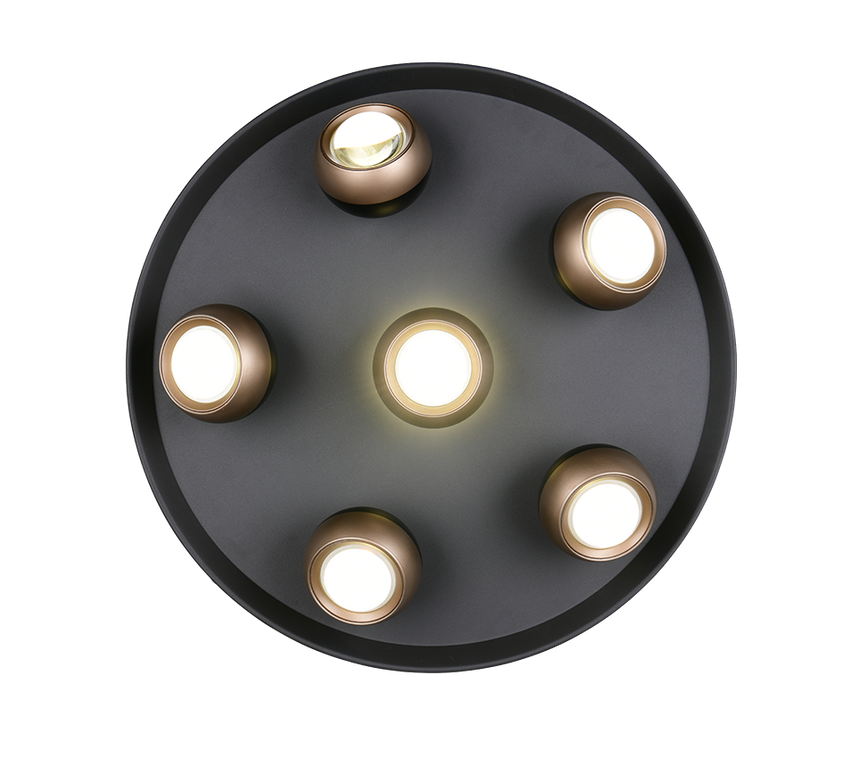 Plafón de techo Trio Orbit LED negro mate Ø50cm 644410632
