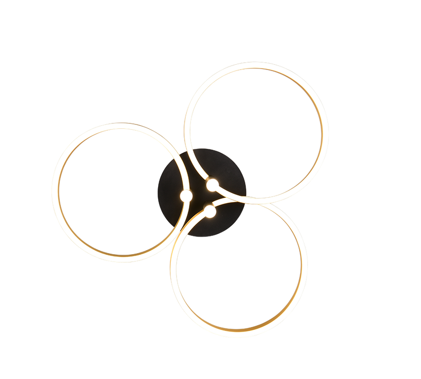 Plafón de techo Trio Caruso LED negro y dorado Ø65,5cm 648110680