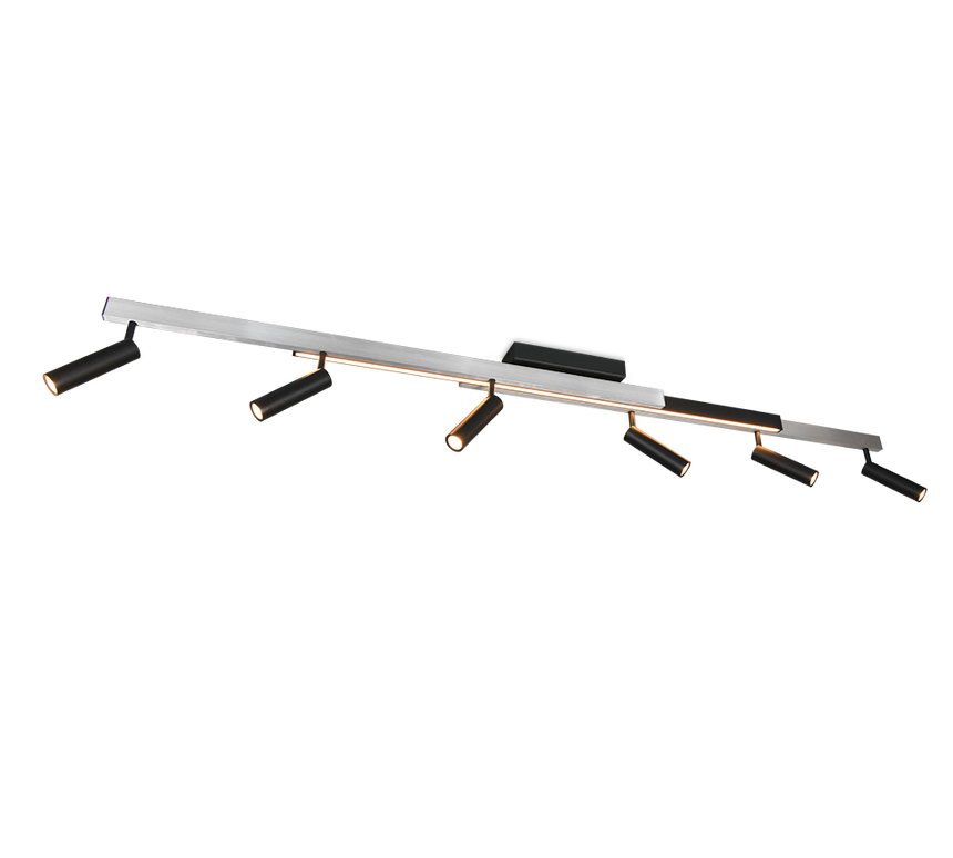 Plafón de techo Trio Zeno grande LED brushed aluminium CCT 180cm 648310705