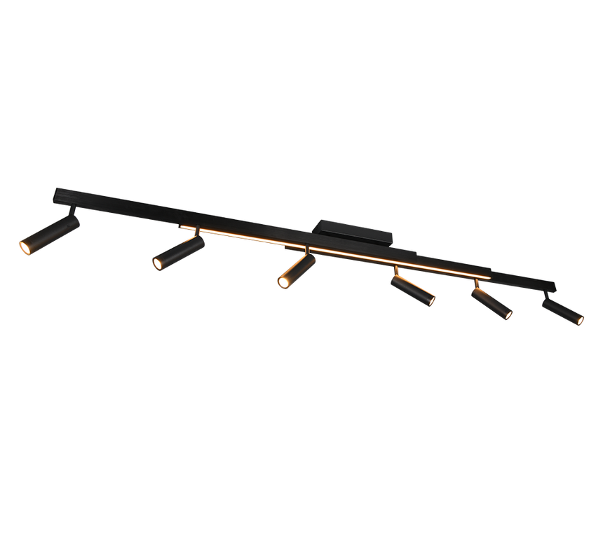 Plafón de techo Trio Zeno grande LED negro mate CCT 180cm 648310732