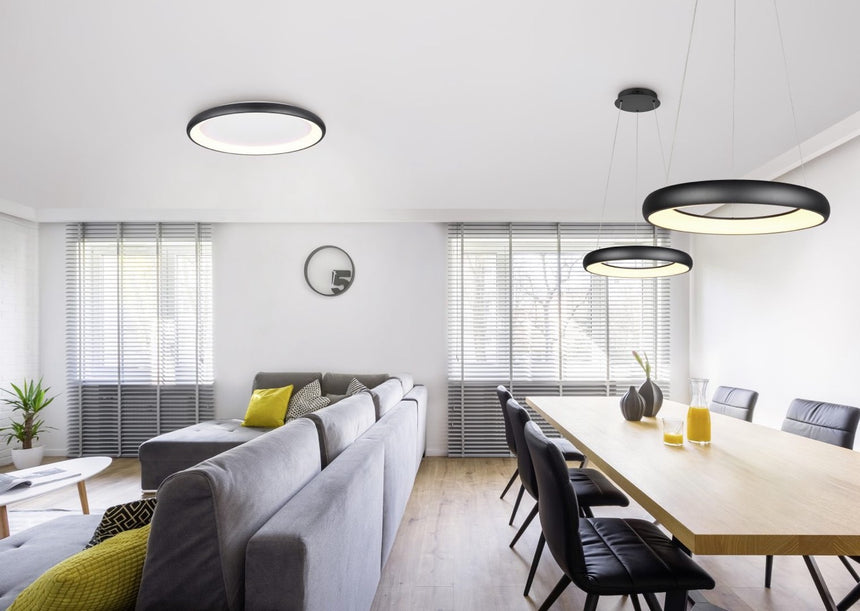 Trio Cardona LED Ceiling Light Black 59W 75cm 649617532