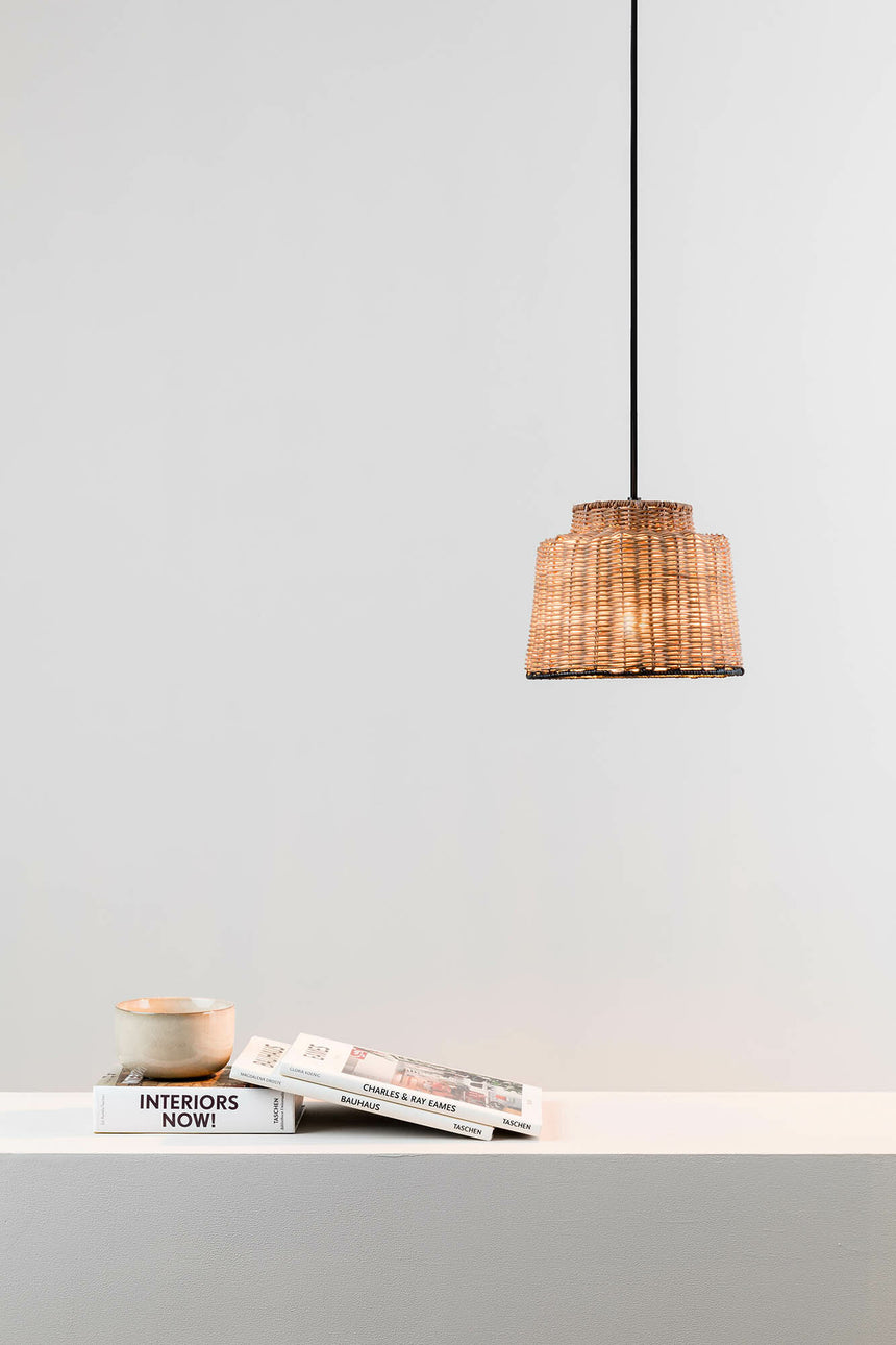 Faro SAIPAN Black/rattan pendant lamp 65134-76
