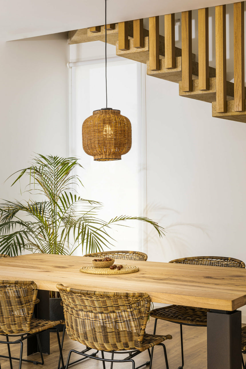 Faro TUPAI Lámpara colgante negra/ratán 65134-77