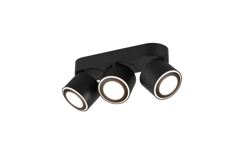 Trio Taurus Plafón LED de metal estera negra 652910332