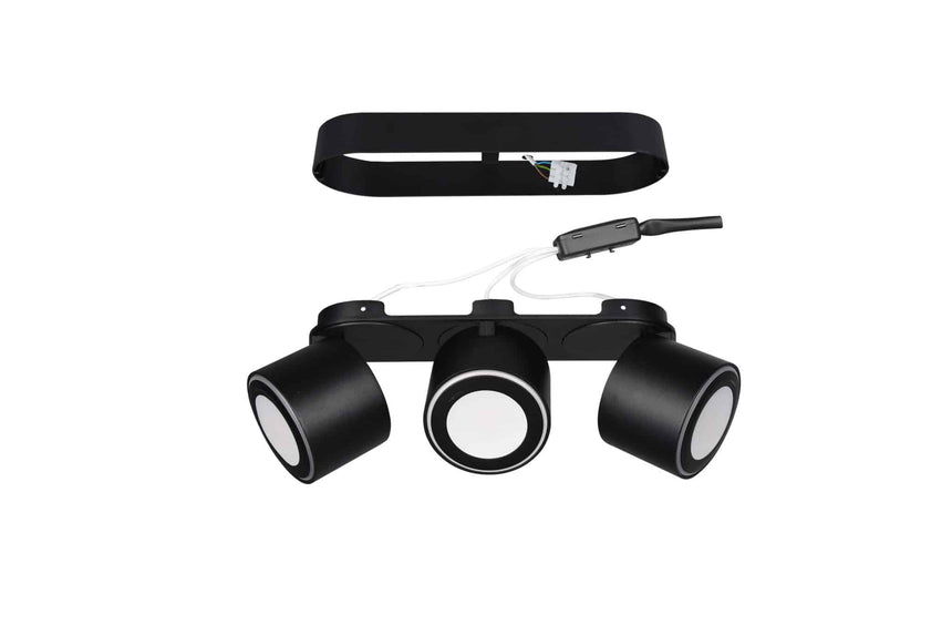 Trio Taurus Plafón LED de metal estera negra 652910332