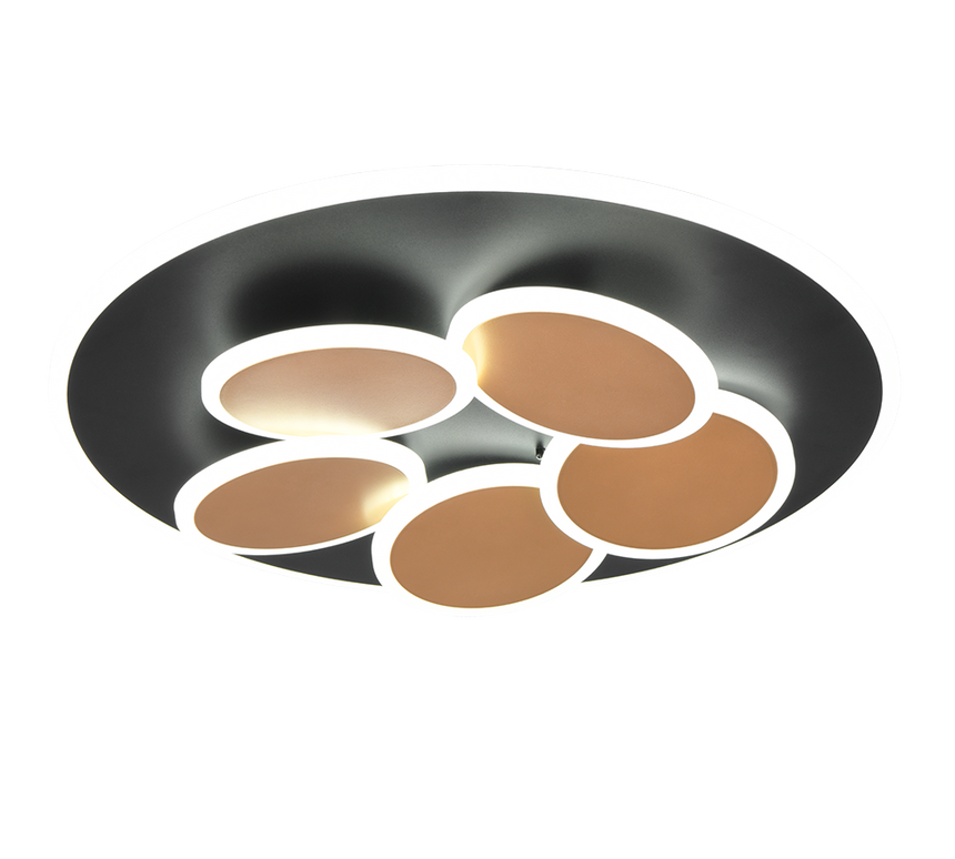 Plafón de techo Trio Mandala LED negro y dorado CCT regulable con mando Ø49cm 653210680 - vista 2