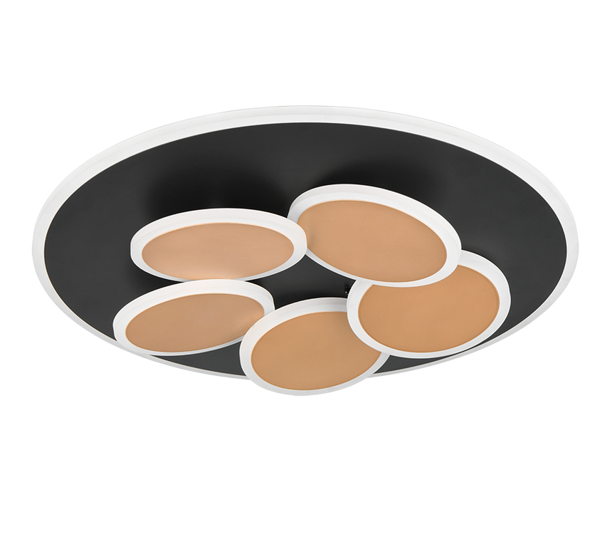 Plafón de techo Trio Mandala LED negro y dorado CCT regulable con mando Ø49cm 653210680 - vista 5