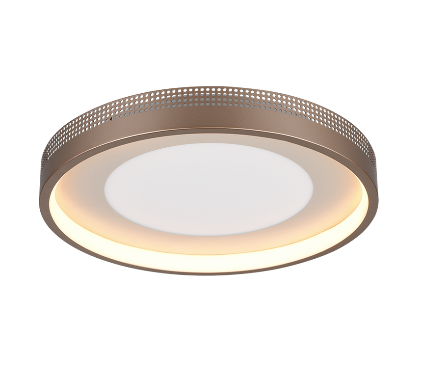 Plafón de techo Trio Solea LED marrón café 3000K Ø40cm 656610165