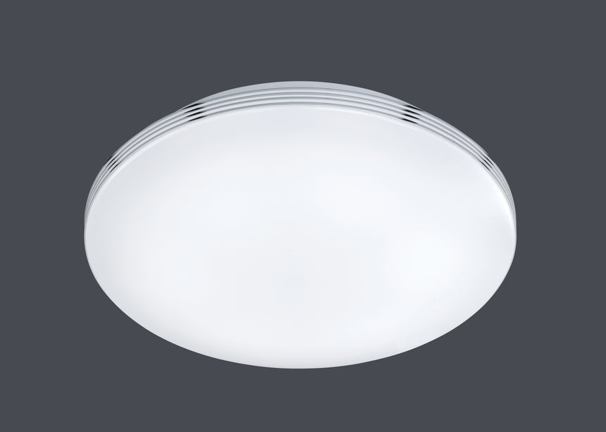 Plafón de baño Trio Apart LED cromo 3000K regulable IP44 Ø41cm 659412406