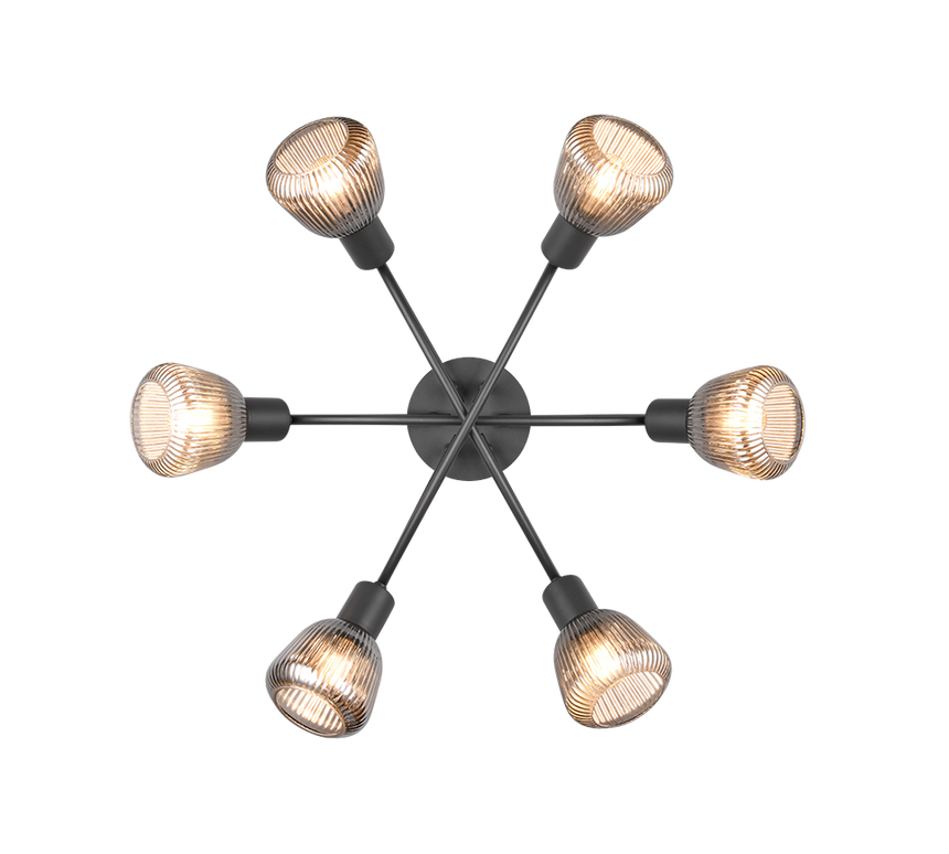 Plafón de techo Trio Tarifa LED negro mate 2700K Ø59,5cm 662800632