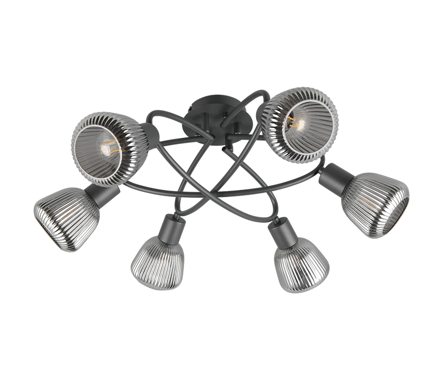 Plafón de techo Trio Tarifa LED negro mate 2700K Ø59,5cm 662800632